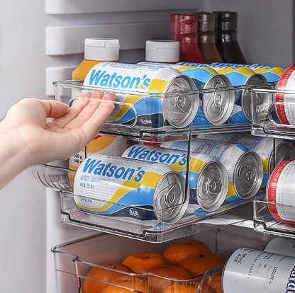 Automatic Rolling Refrigerator Organizer Bins for Drinks