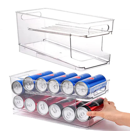 Automatic Rolling Refrigerator Organizer Bins for Drinks