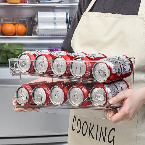 Automatic Rolling Refrigerator Organizer Bins for Drinks